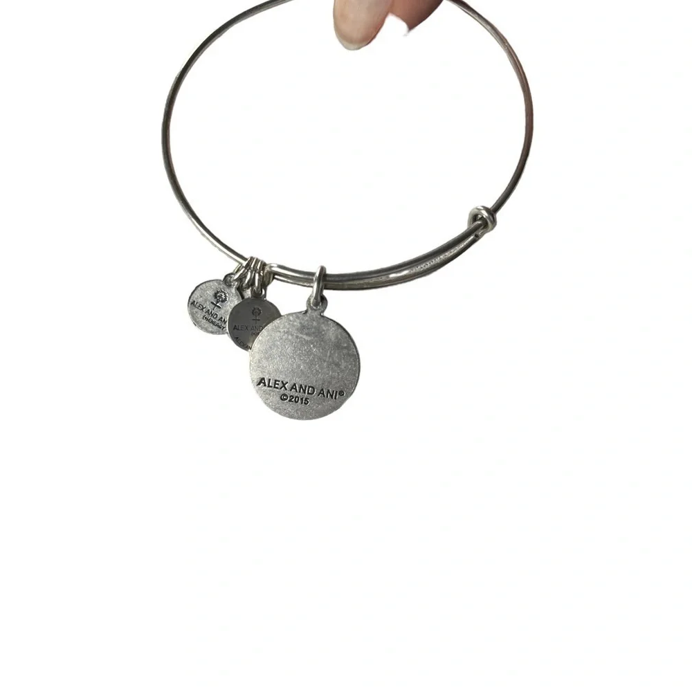 Alex and Ani Silver Tone OM Symbol Bangle Bracelet | Yoga Meditation Jewelry